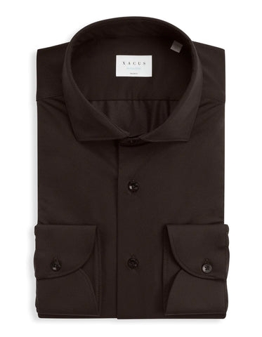 Brown Twill Solid colour Shirt Collar small cutaway for Male - Xacus