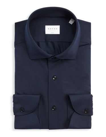 Navy Blue Oxford Solid colour Shirt Collar small cutaway for Male - Xacus